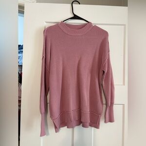 moon & madison Ribbed Crewneck Sweater in Dusty Rose